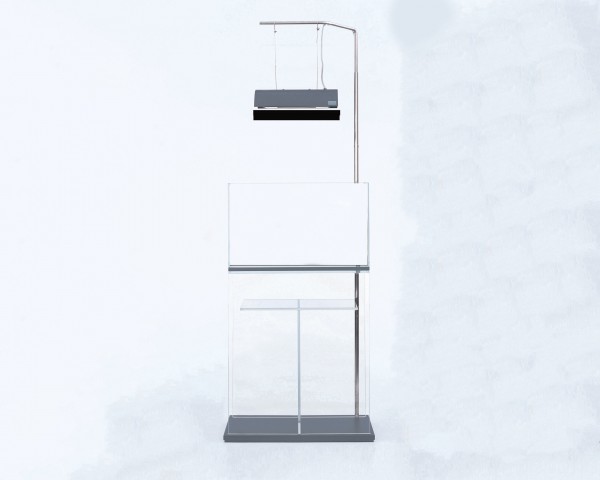 ADA - Cube Cabinet Clear 60 avec un support Solar RGB et deux panneaux en bois