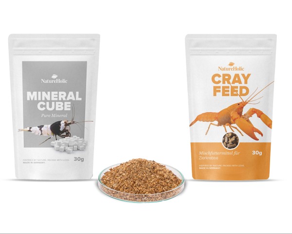 NatureHolic - Crayfish "Carefree" Package - Crayfish Feed / Dried Water Fleas / Mineralcube "Pure"